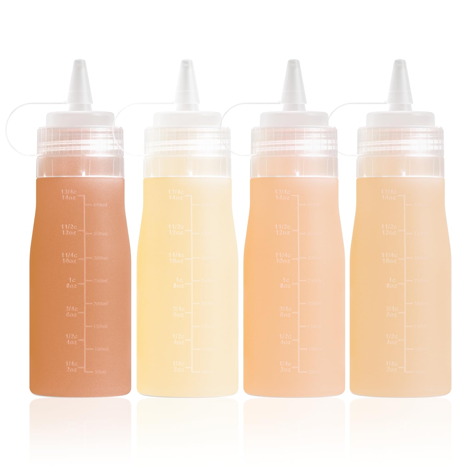 16 oz Silicone Squeeze Bottles for Sauces & Oil (4 Count)