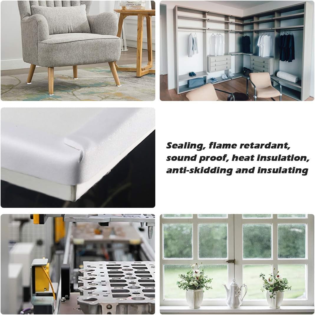 White Door Window Weather Stripping Self Adhesive Foam Tape High Density Foam Sealing Strip Window Insulation Weatherproof Gasket Tape for Doors and Windows (8.5 Foot)