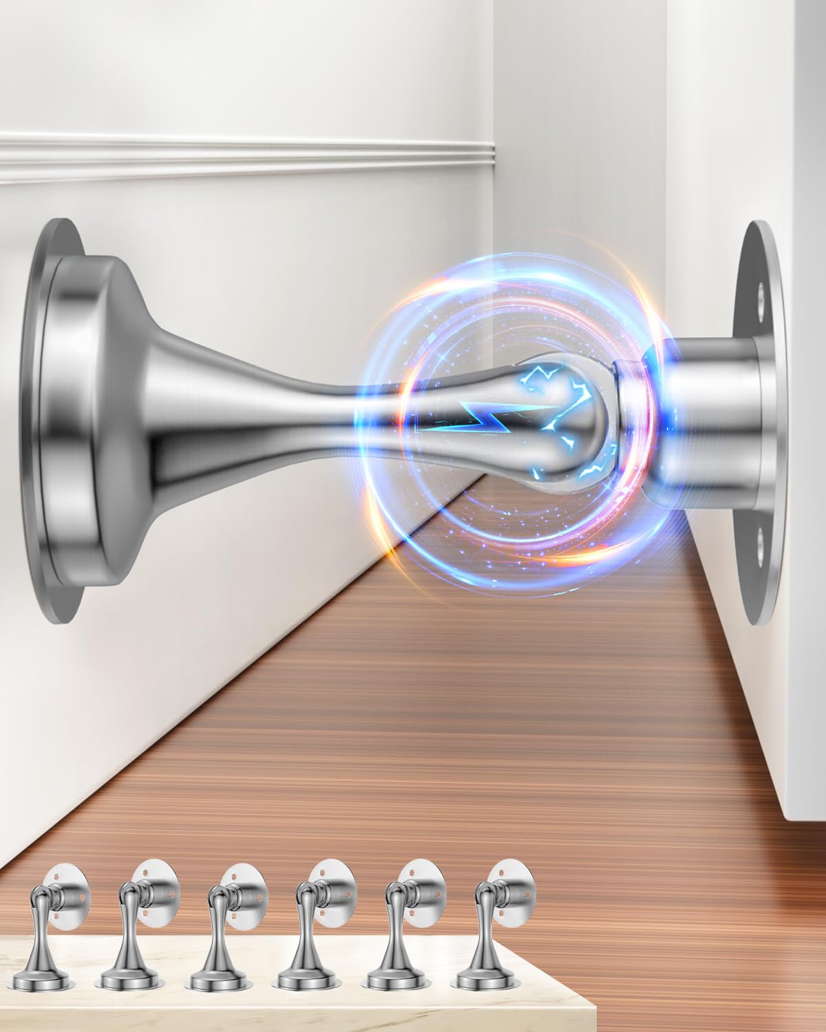 Door Stoppers Magnetic Door Catch Stainless Steel Magnetic Door Stop 6 Pack (6 Count)