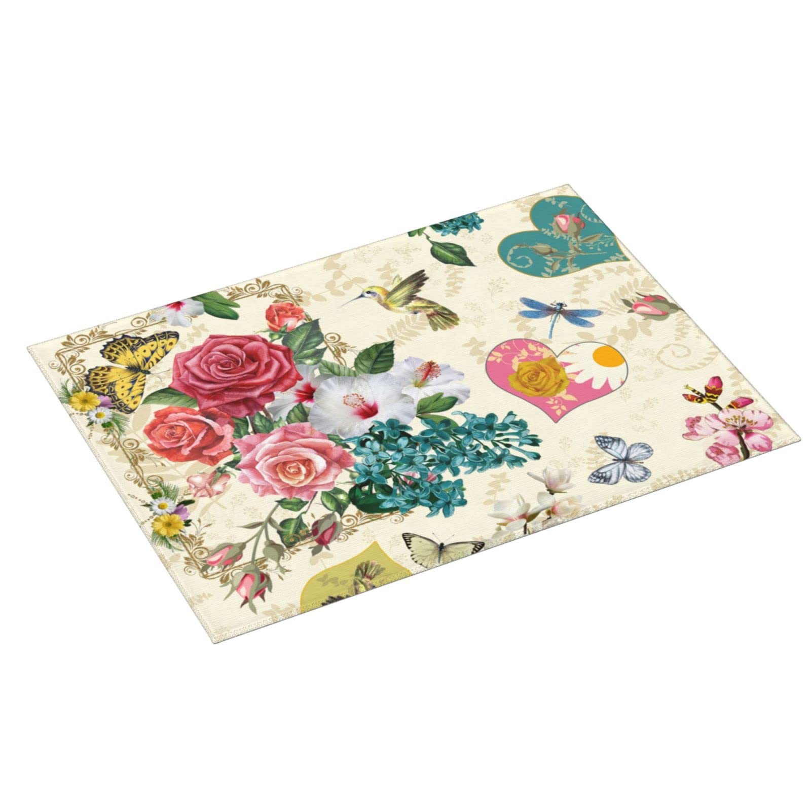Beautiful Boho Flowers Dish Drying Mat For Kitchen Counter 18 X 24 Inch Absorbent Reversible Drainer