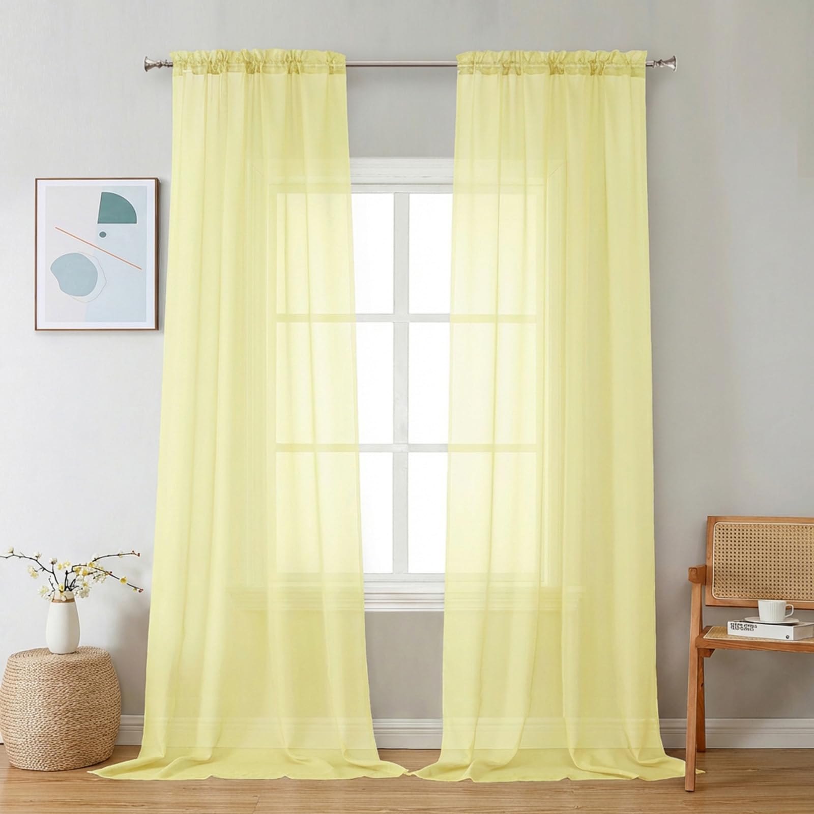 Sheer Curtains 96 inches Long 2 Panels (2 Count)