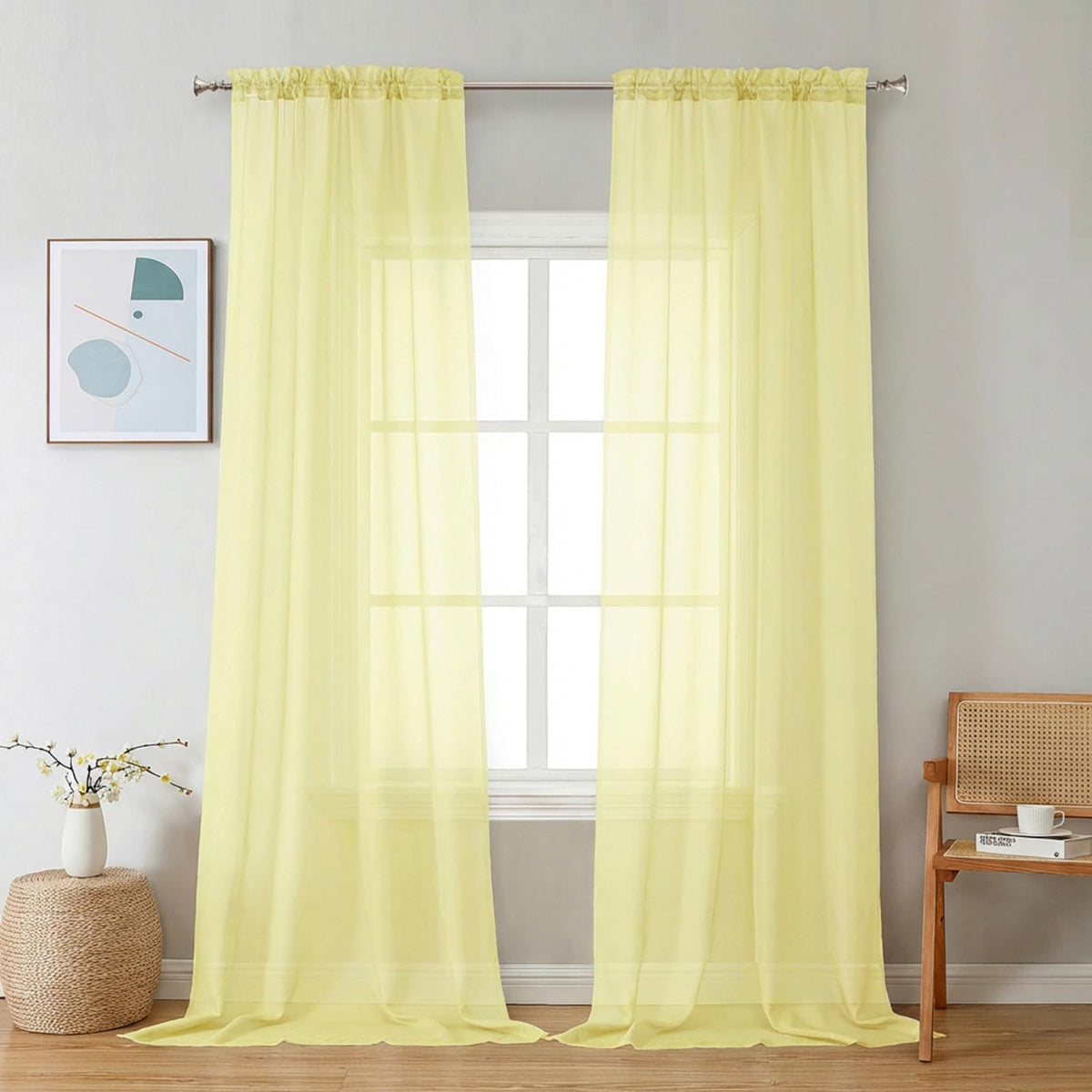 Sheer Curtains 96 inches Long 2 Panels (2 Count)