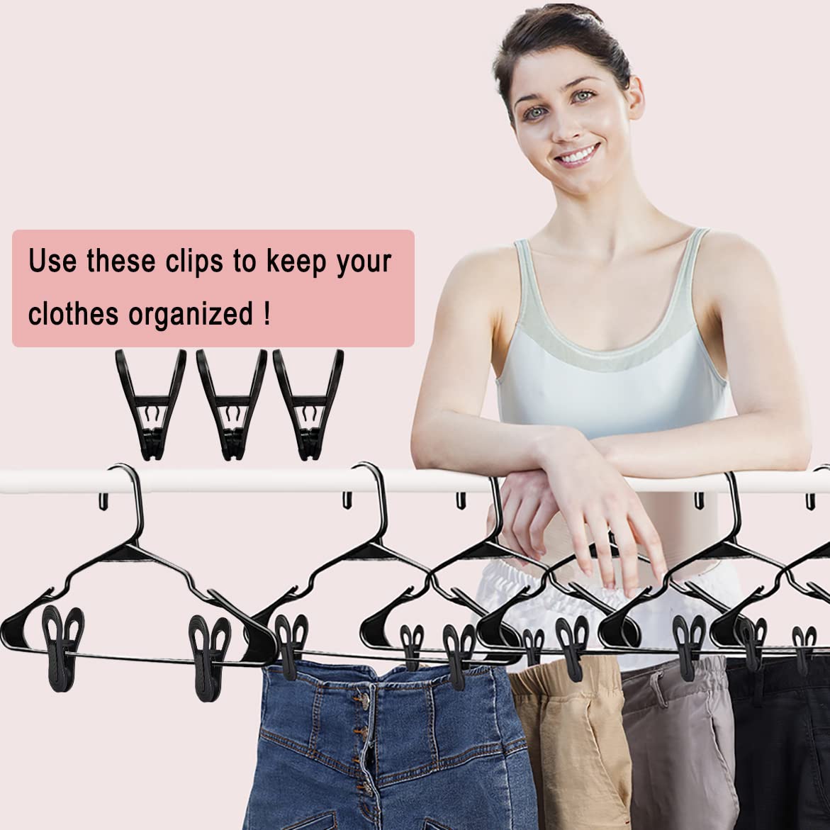 Black Hanger Clips 30 PCS (30 Count)