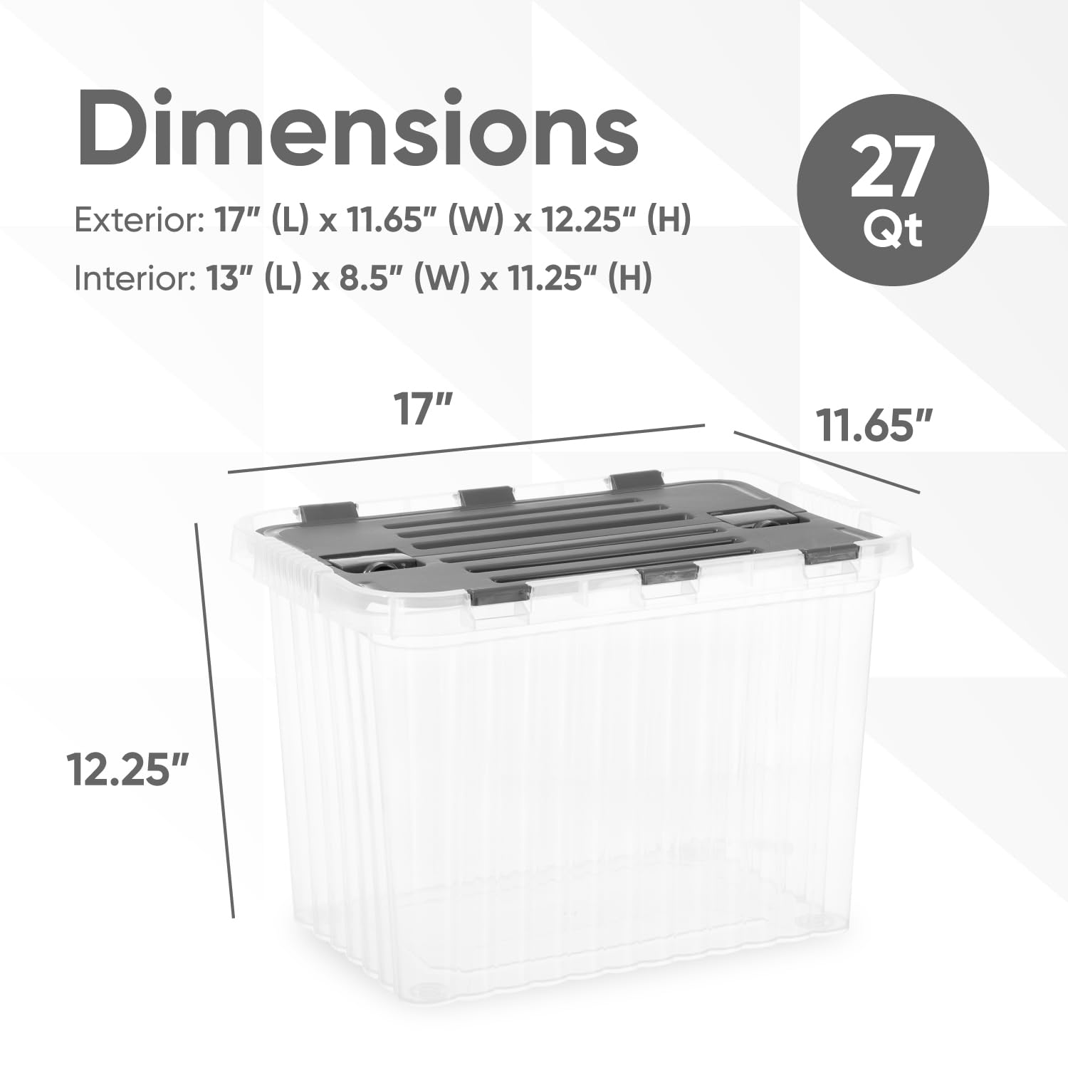 26 L Deep Storage Container with Hinged Lid 27.5 Quart (2 Count)