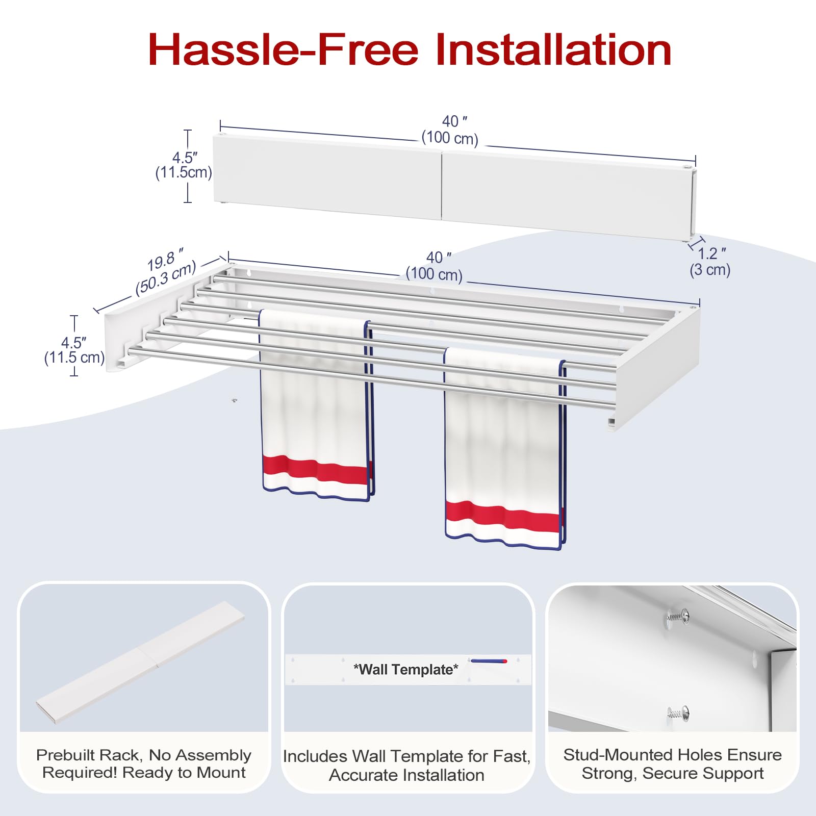 Wall Mounted Drying Rack 40"