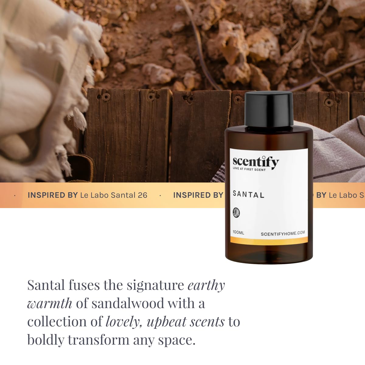 Santal Aroma Oil Refill Scent for Oil Diffusers (3.38 Fl Oz)