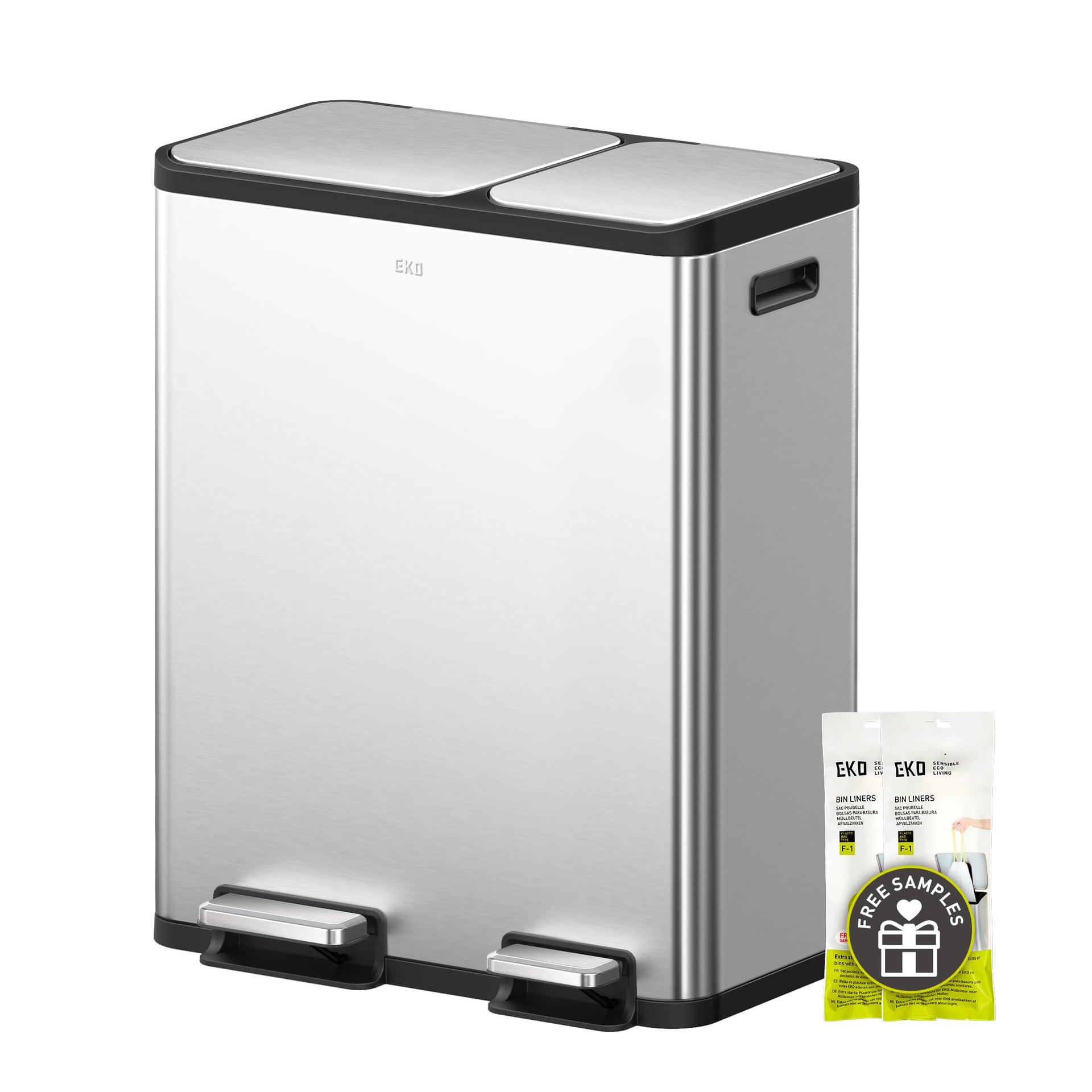 EcoCasa Stainless Steel Dual Step Trash Can for Recycling