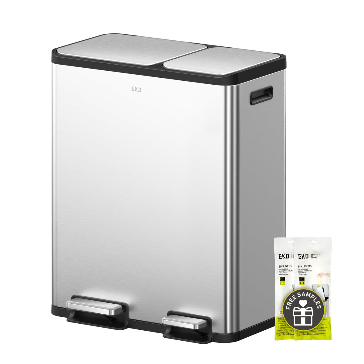 EcoCasa Stainless Steel Dual Step Trash Can for Recycling