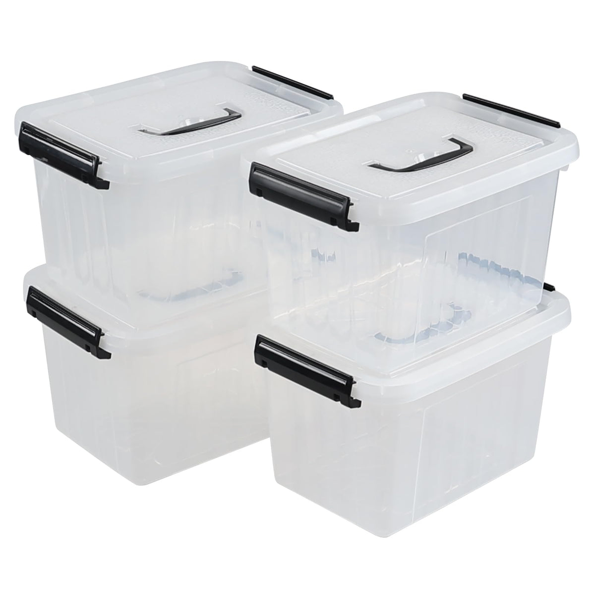 Plastic Storage Boxes With Lids and Latches (4 Count)