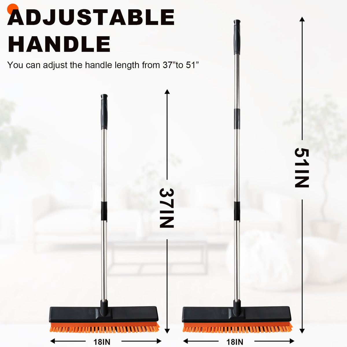 18" Push Broom Outdoor with Rubber Squeegee