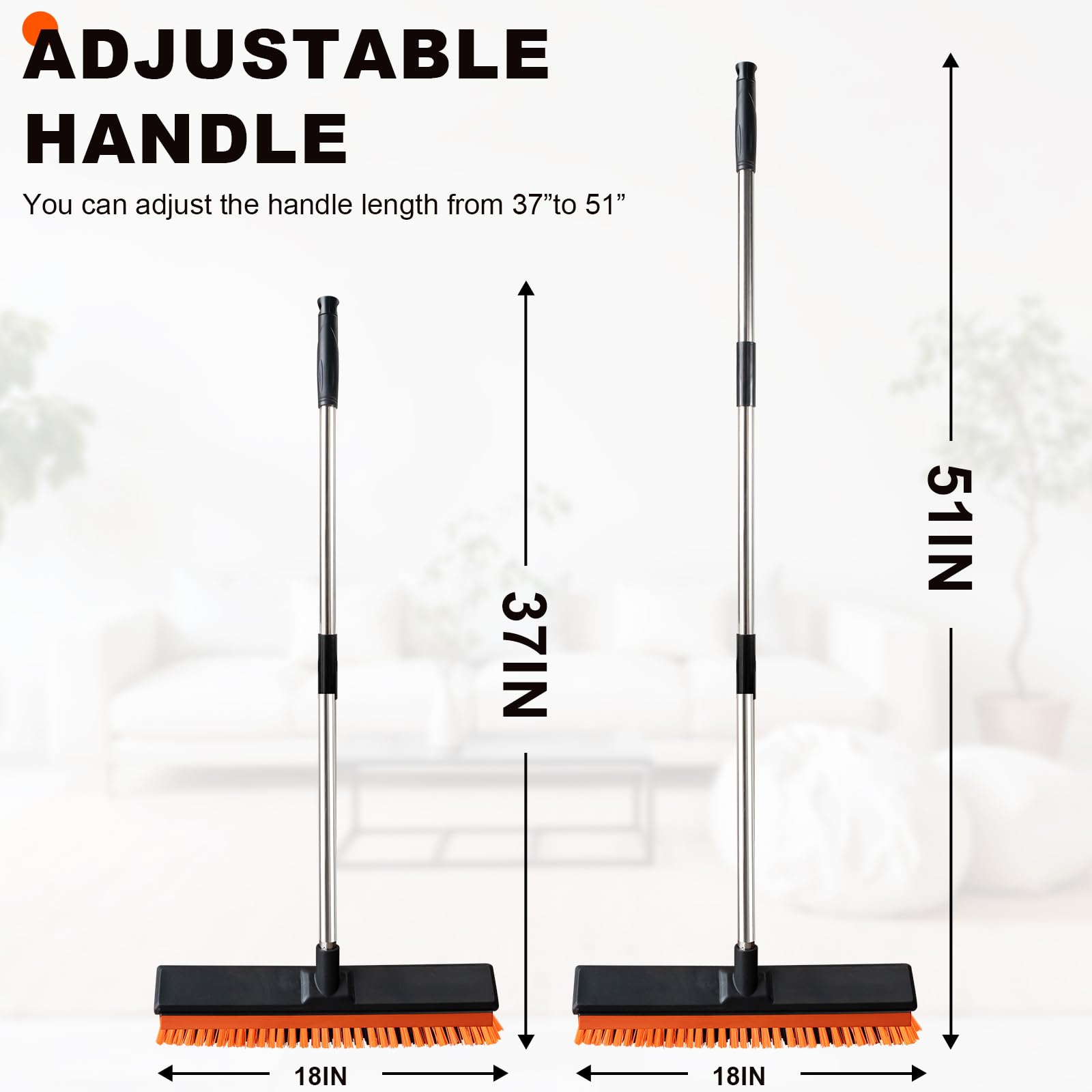 18" Push Broom Outdoor with Rubber Squeegee