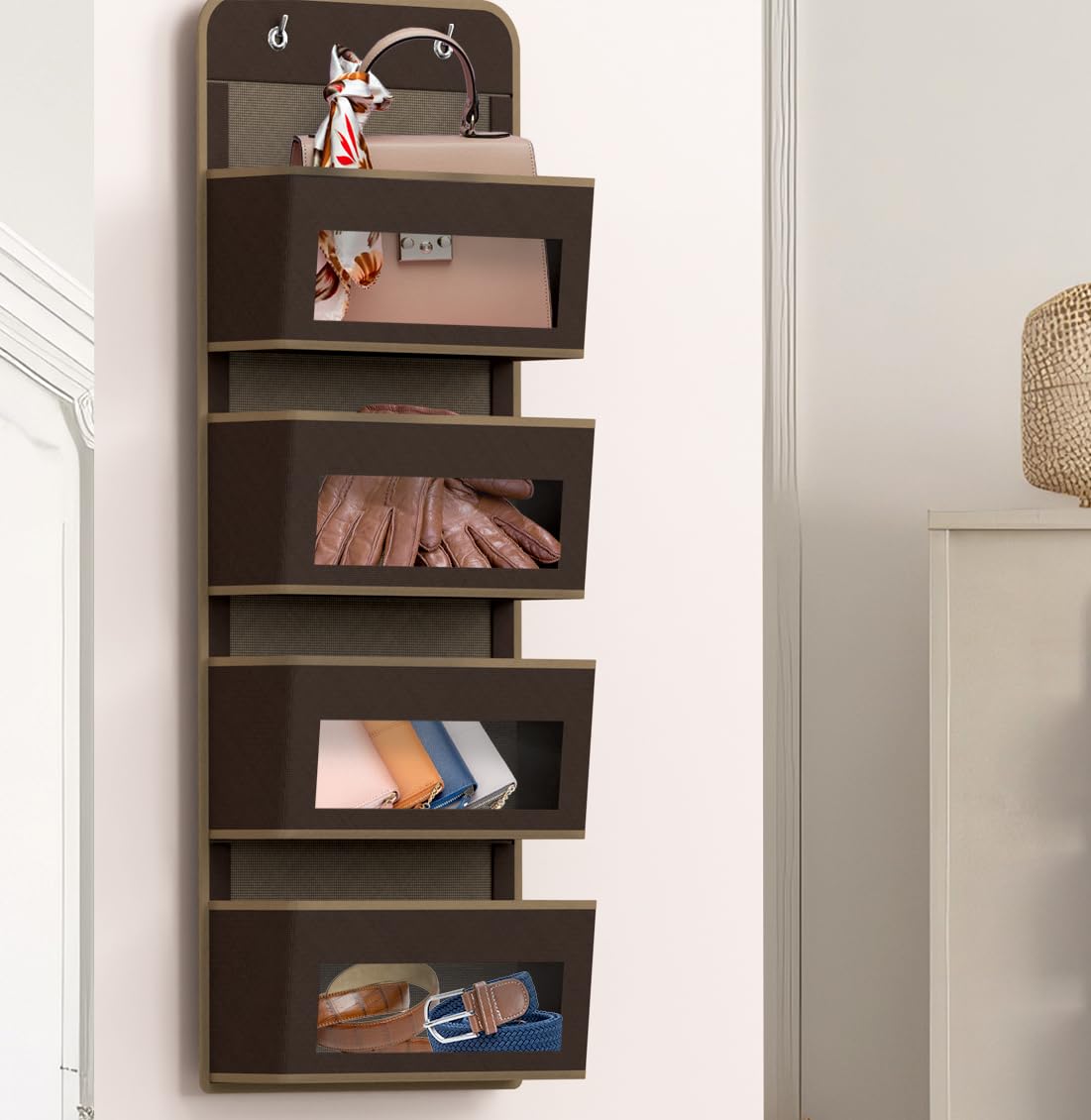 4 Clear Window Pocket Over Door Hanging Organizer