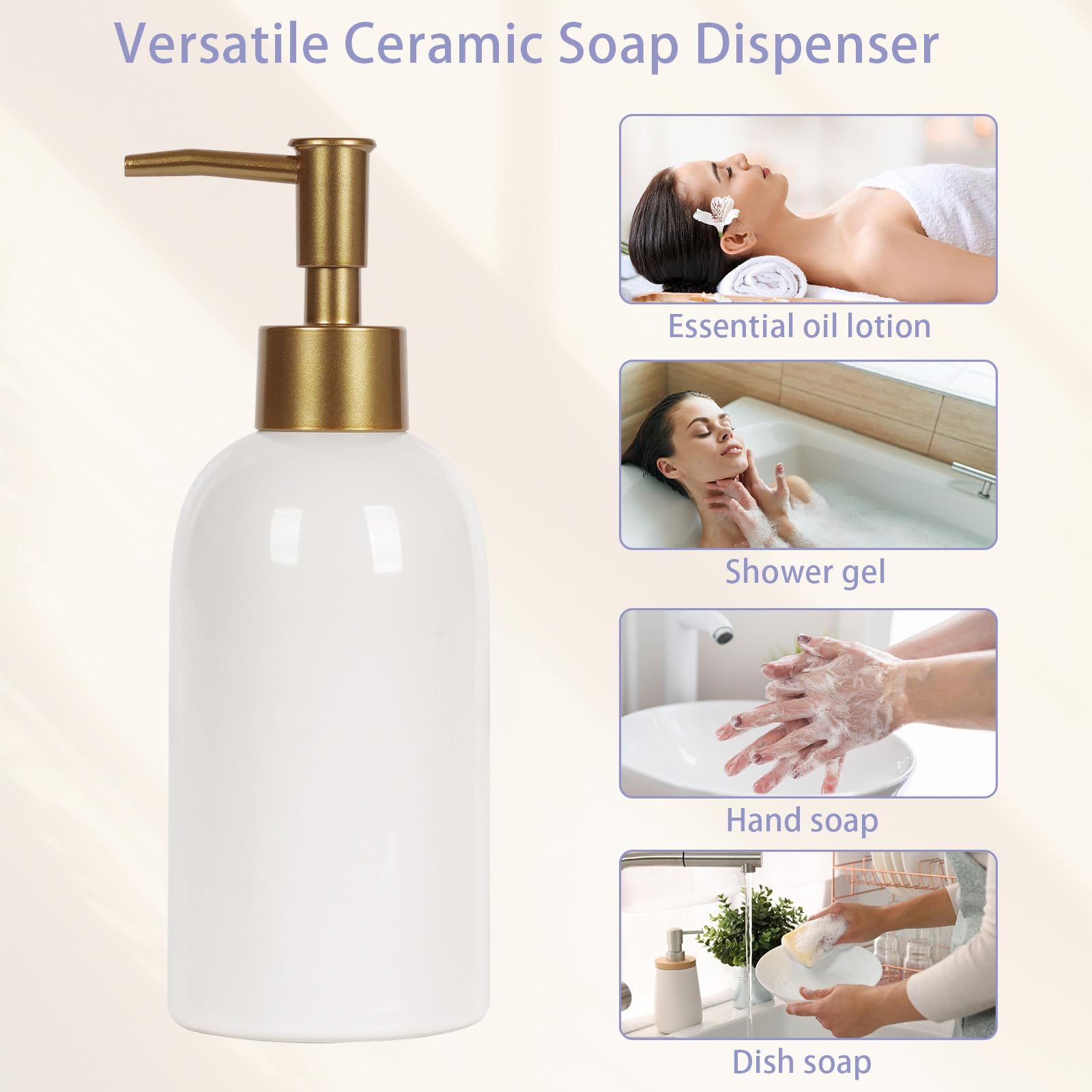 14OZ Hand and Dish Soap Dispenser Set for Bathroom & Kitchen