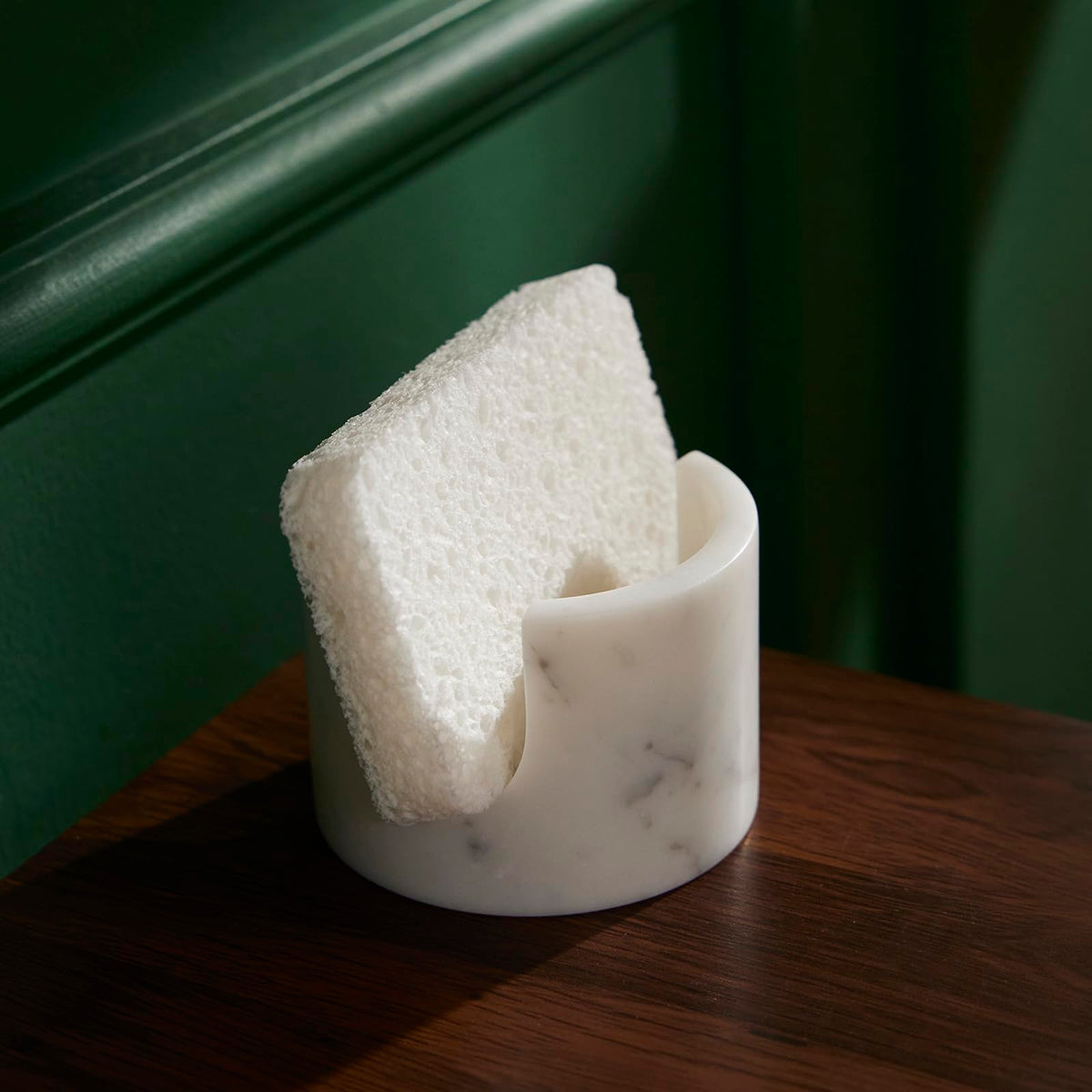 Natural Carrara White Marble Sponge Holder for Kitchen Sink Counter