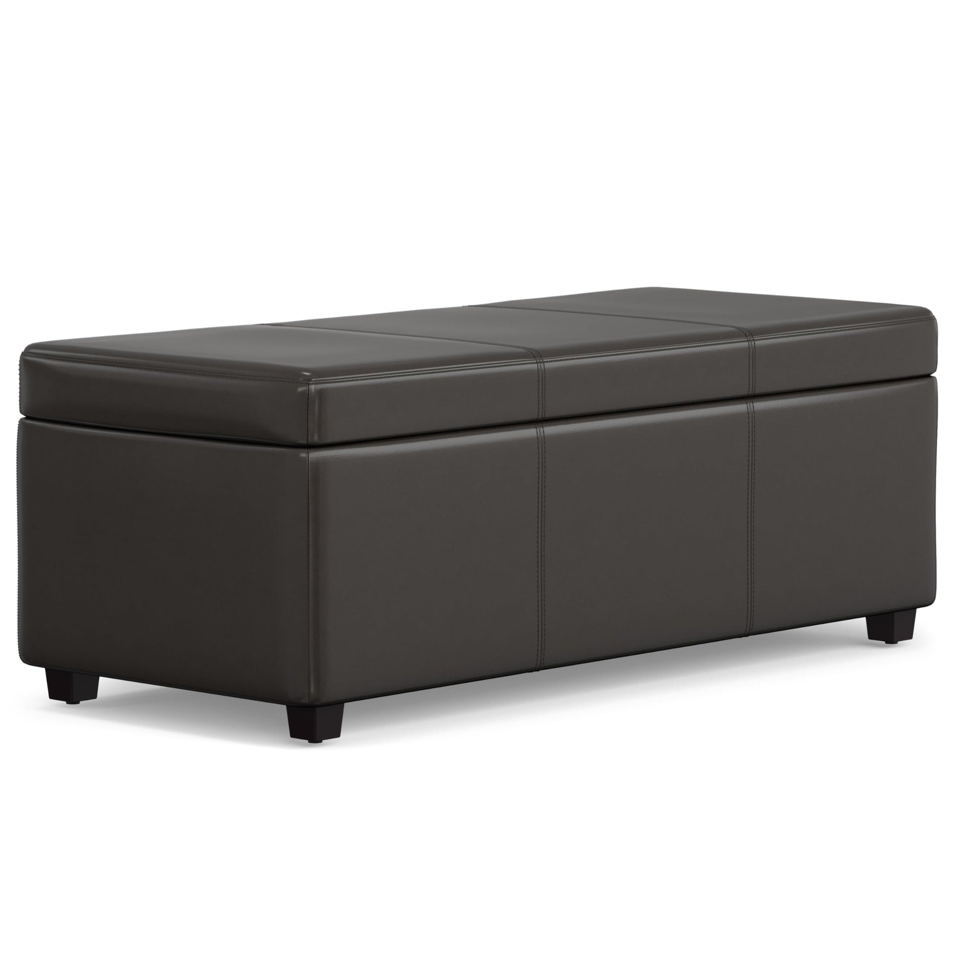 Avalon 44" Wide Vegan Leather Storage Ottoman in Tanners Brown