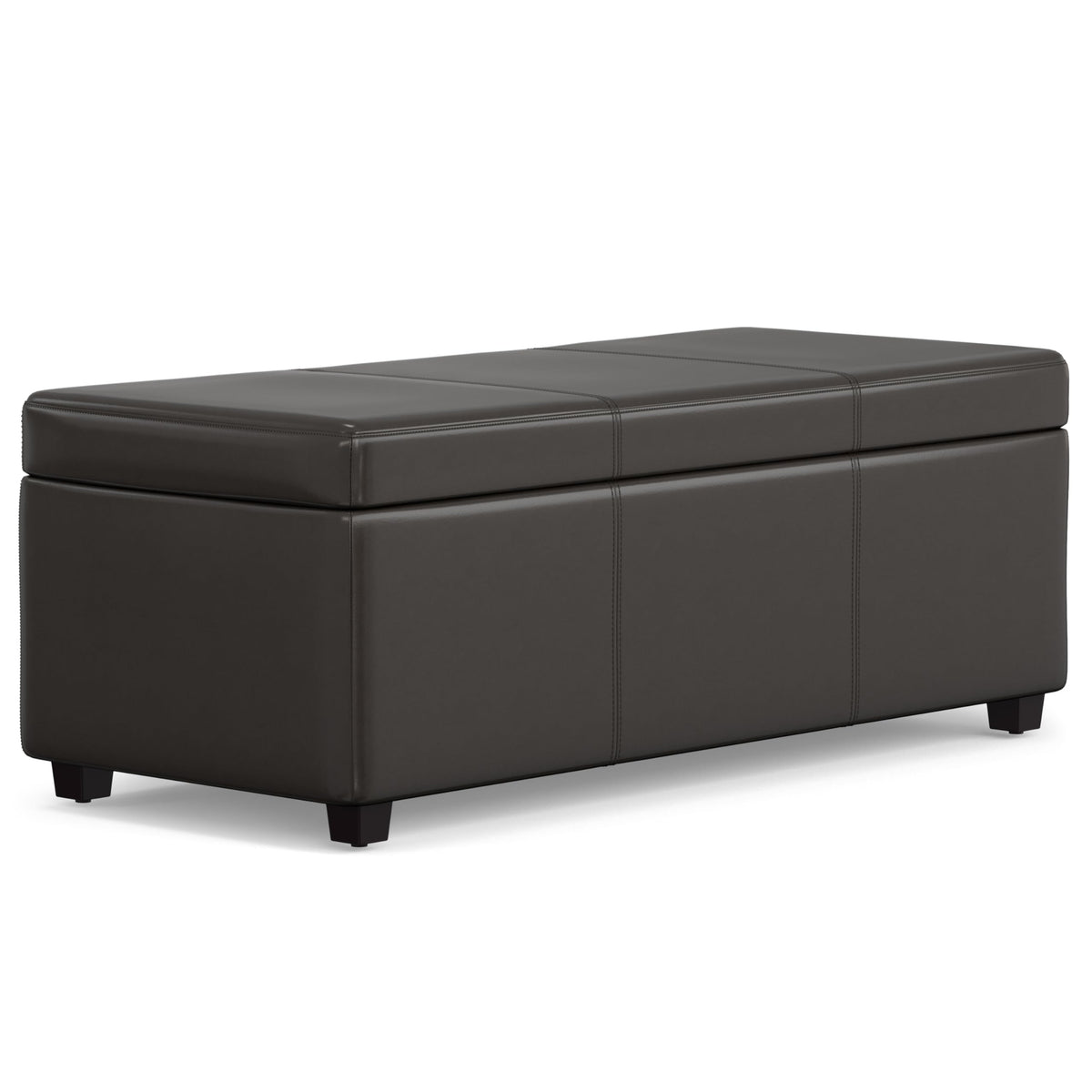 Avalon 44" Wide Vegan Leather Storage Ottoman in Tanners Brown