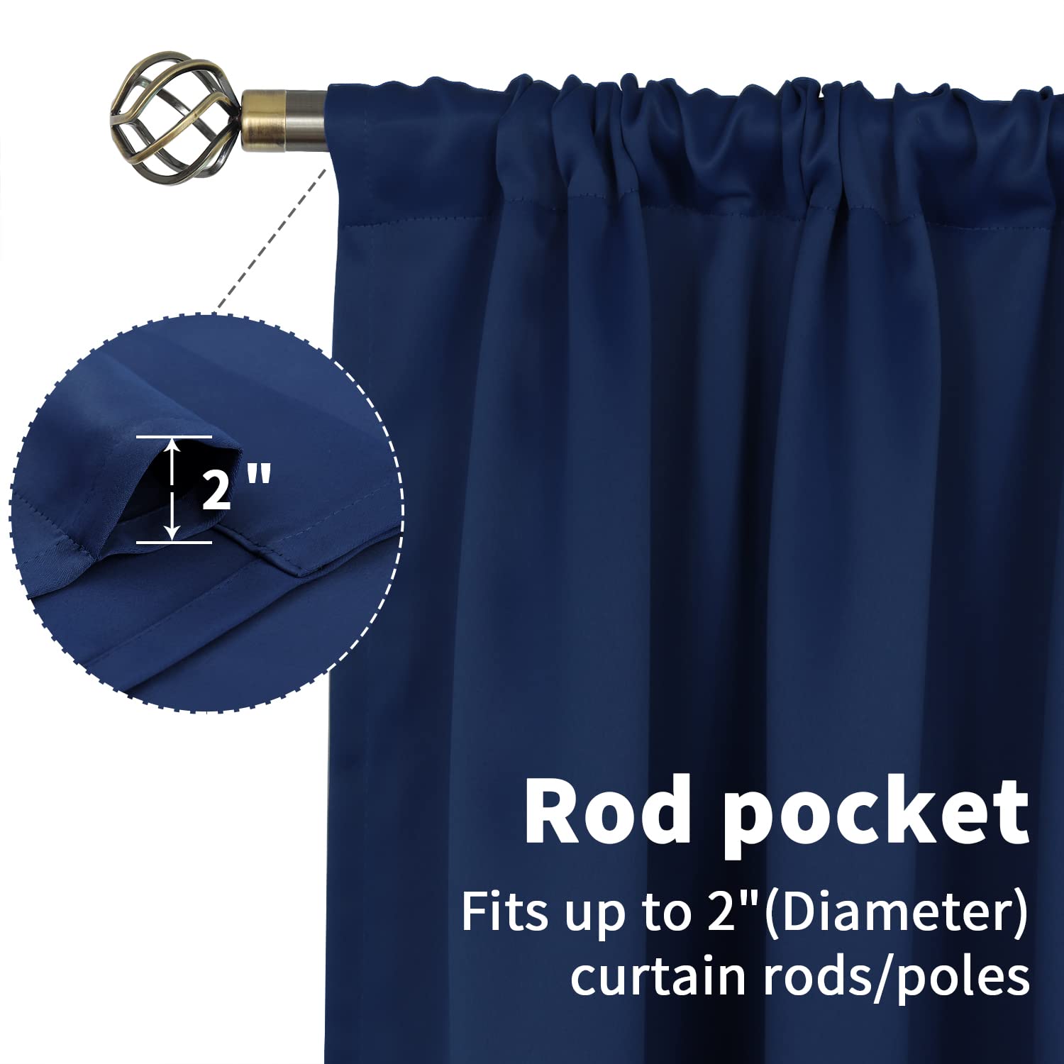 Short Blackout Curtains for Kitchen Window 45 Inch Length (2 Count)