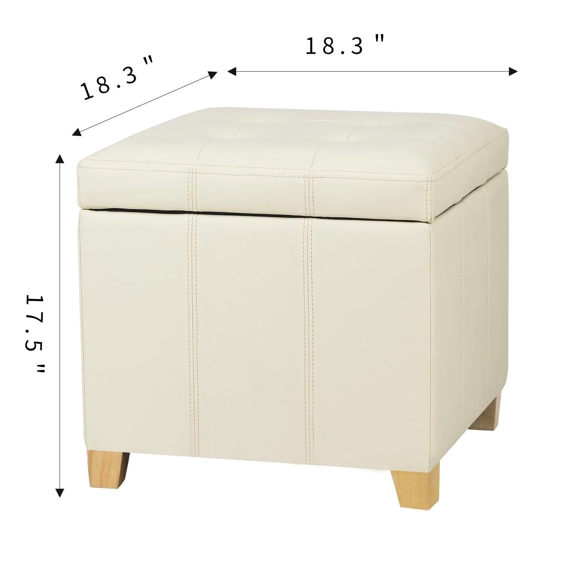 Faux Leather Storage Ottoman with Hinged Lid