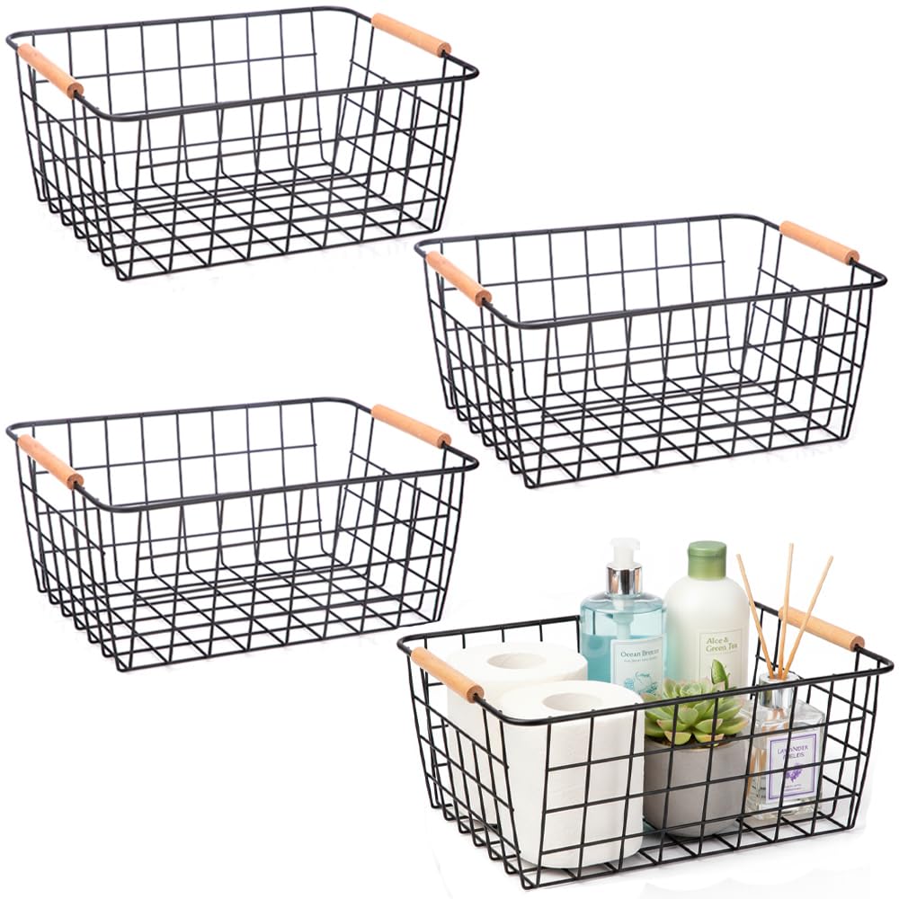 Metal Black Wire Basket (4 Count)