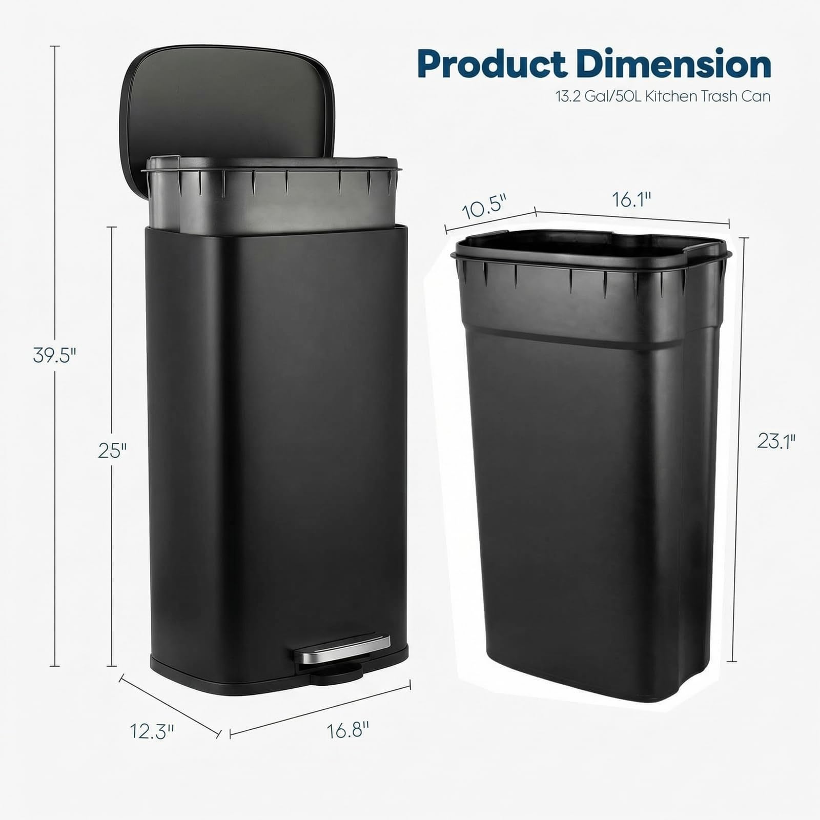 13.2 Gal Kitchen Trash Can
