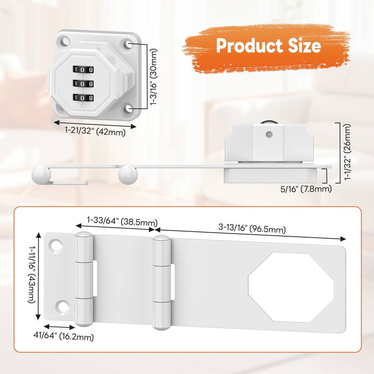 90 Degree 3 Digit Combination Cabinet Lock