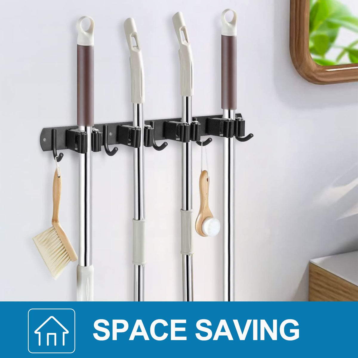2 Pack Broom Holder Wall Mount (2 Count)