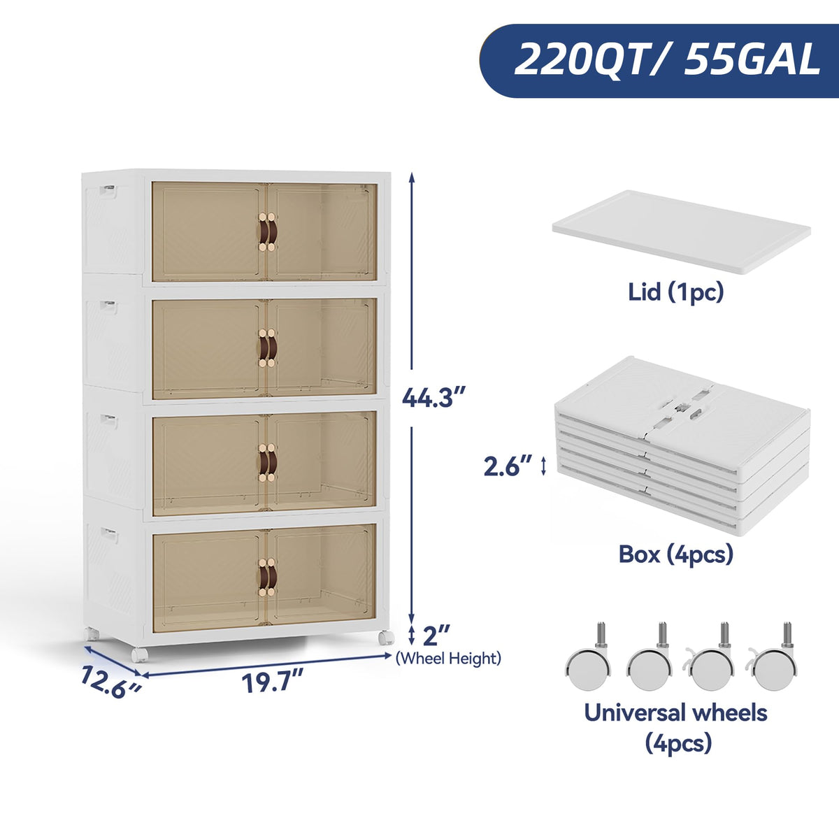 190QT 47Gal Stackable Storage Bins with a Lid