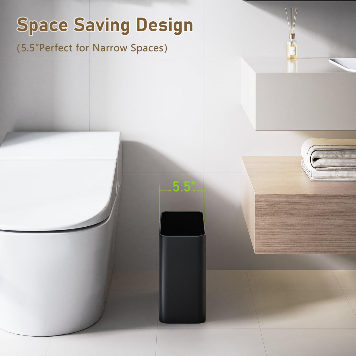 Small Bathroom Trash Can 2.4 Gallon Wastebasket