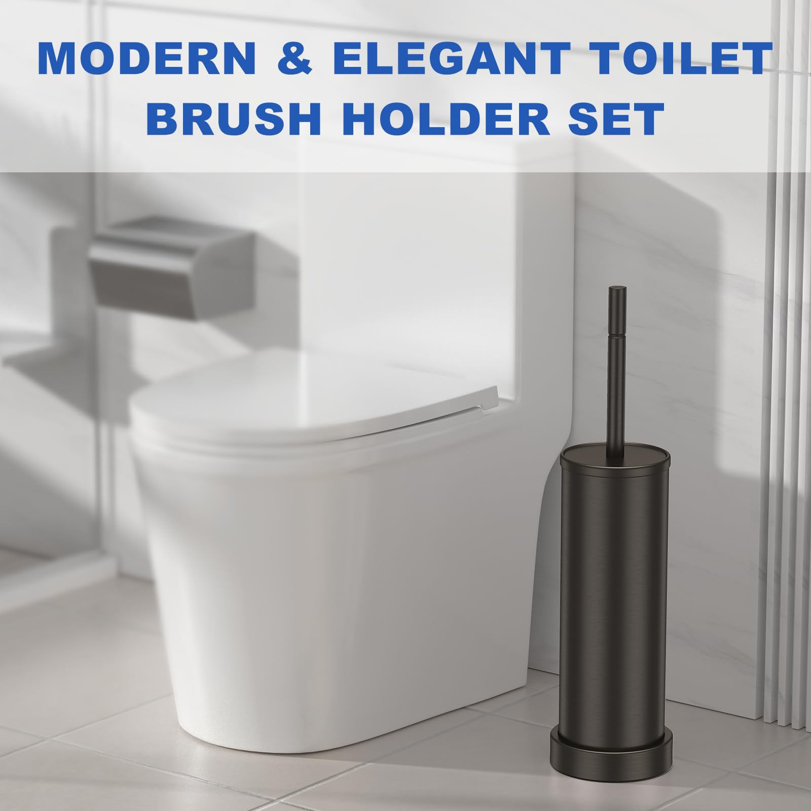 Brushed Nickel Toilet Brush and Holder Set