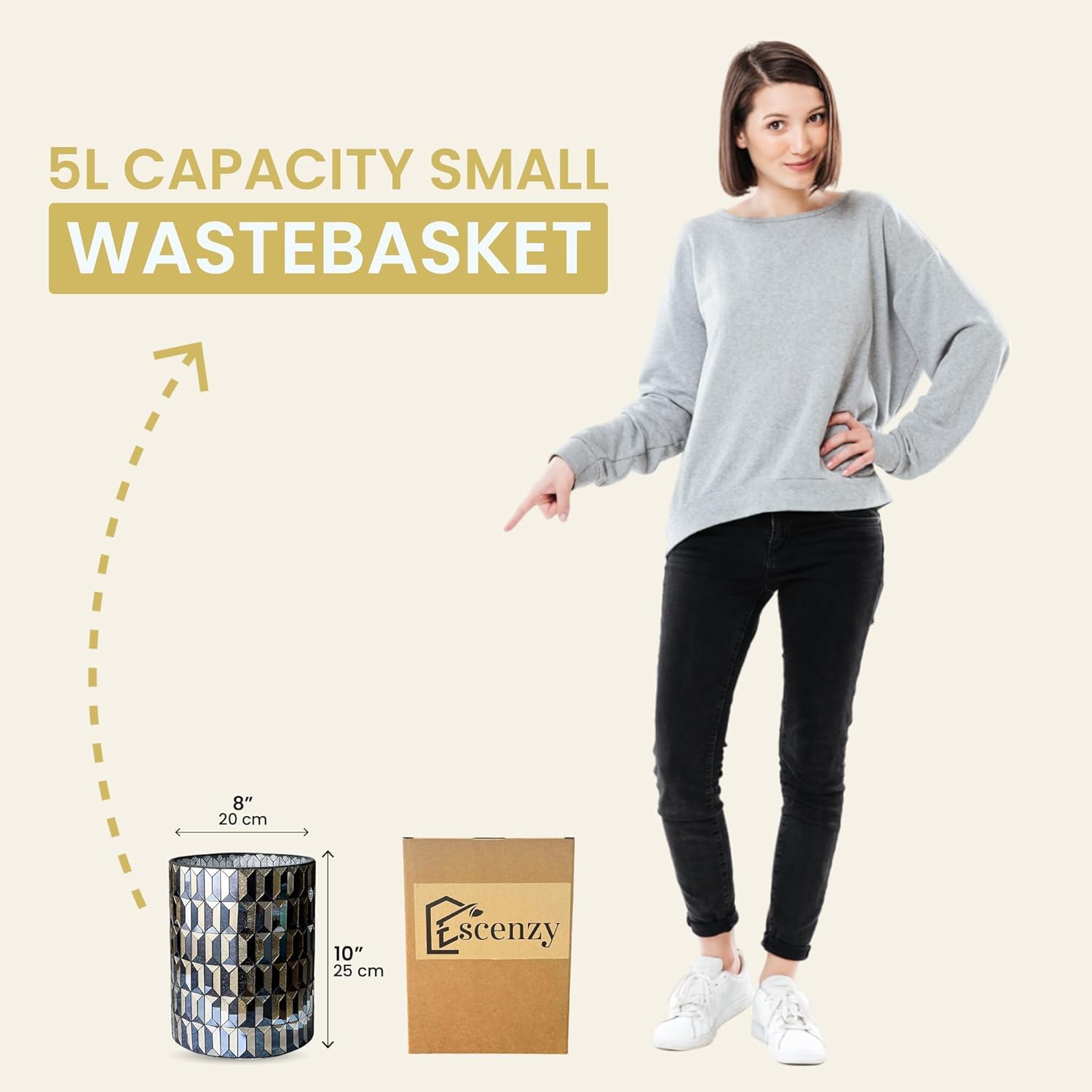 Black Gold Bathroom Trash Can