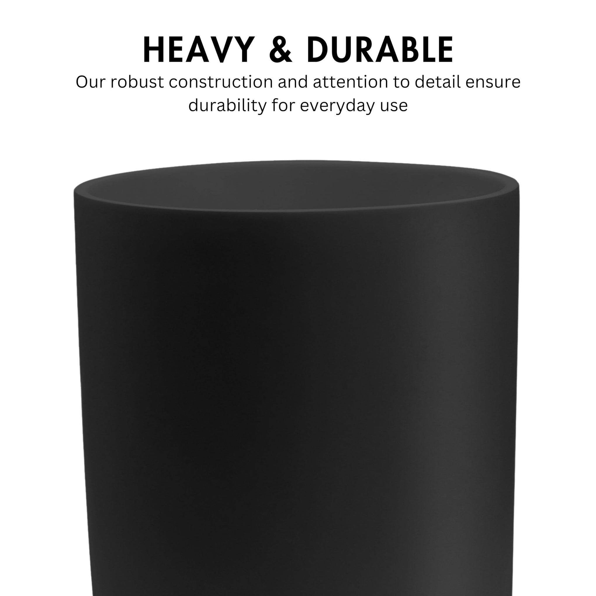 Matte Black Round 2 Gallon Trash Can for Home and Bathroom