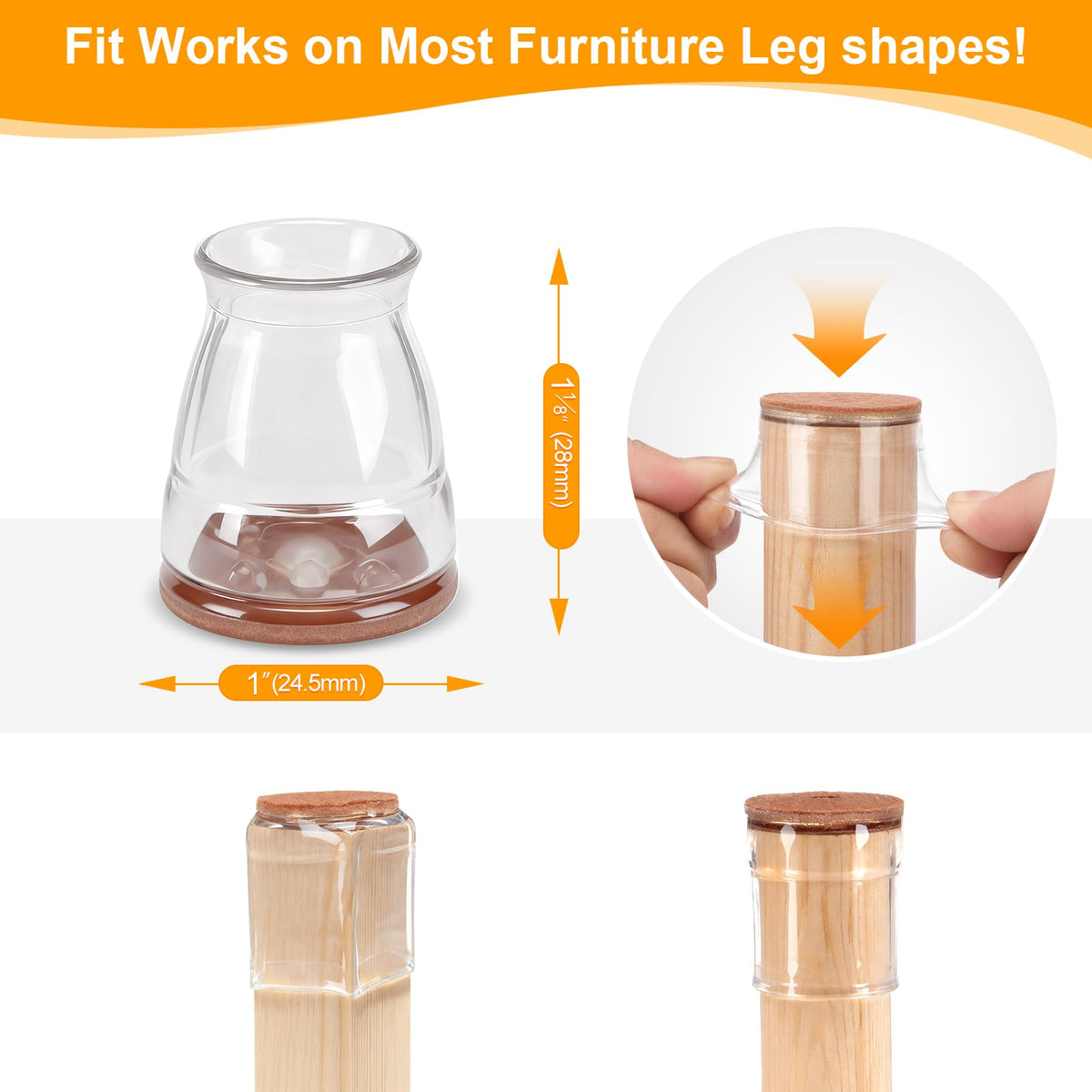 16 Pack Extra Small Chair Leg Floor Protectors for Hardwood Floors (16 Count)