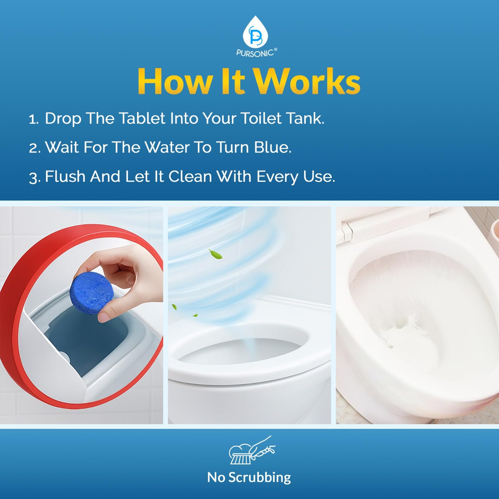 Automatic Toilet Bowl Cleaner 48 Tablets 4 Year Supply