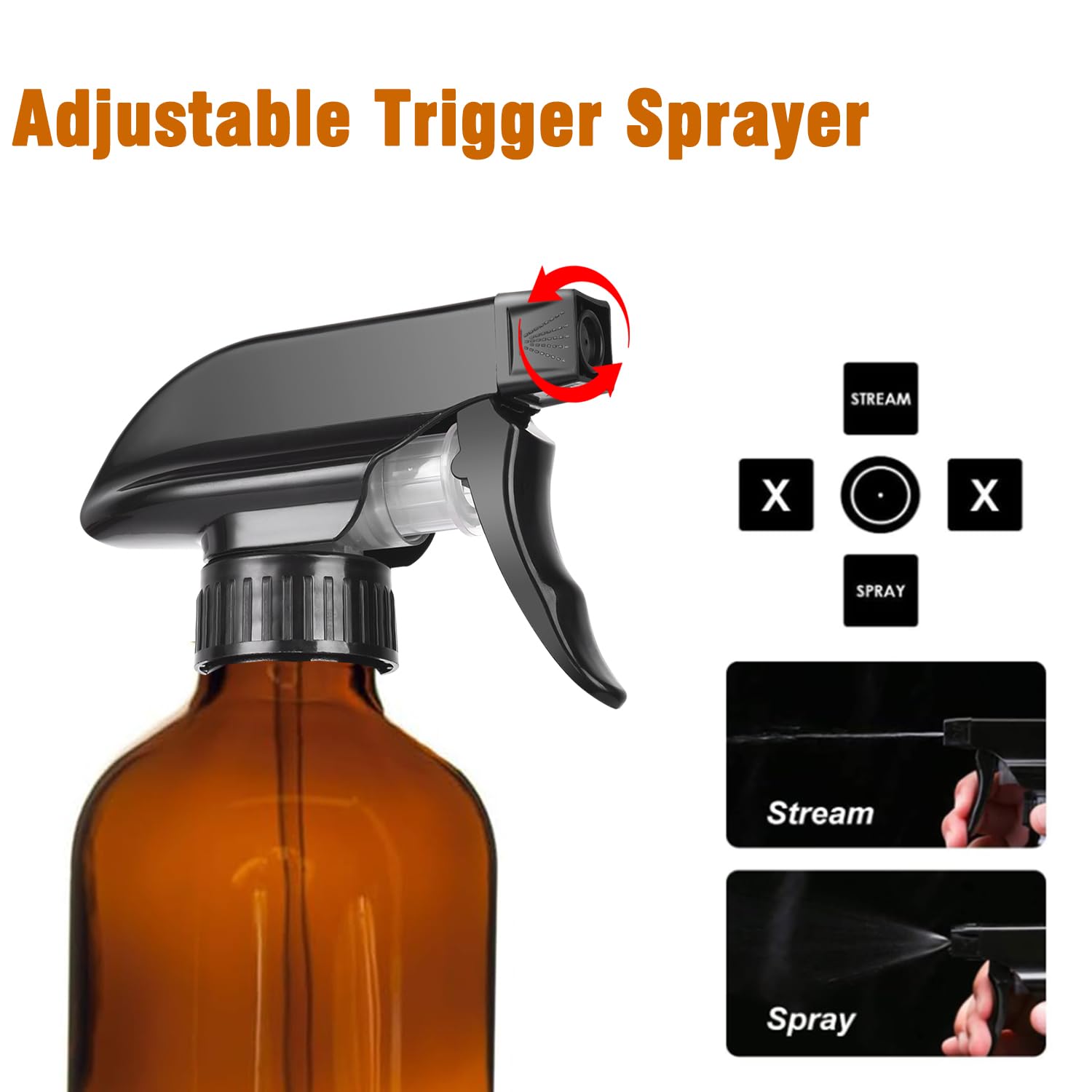 8oz Amber Glass Spray Bottles (2 Count)