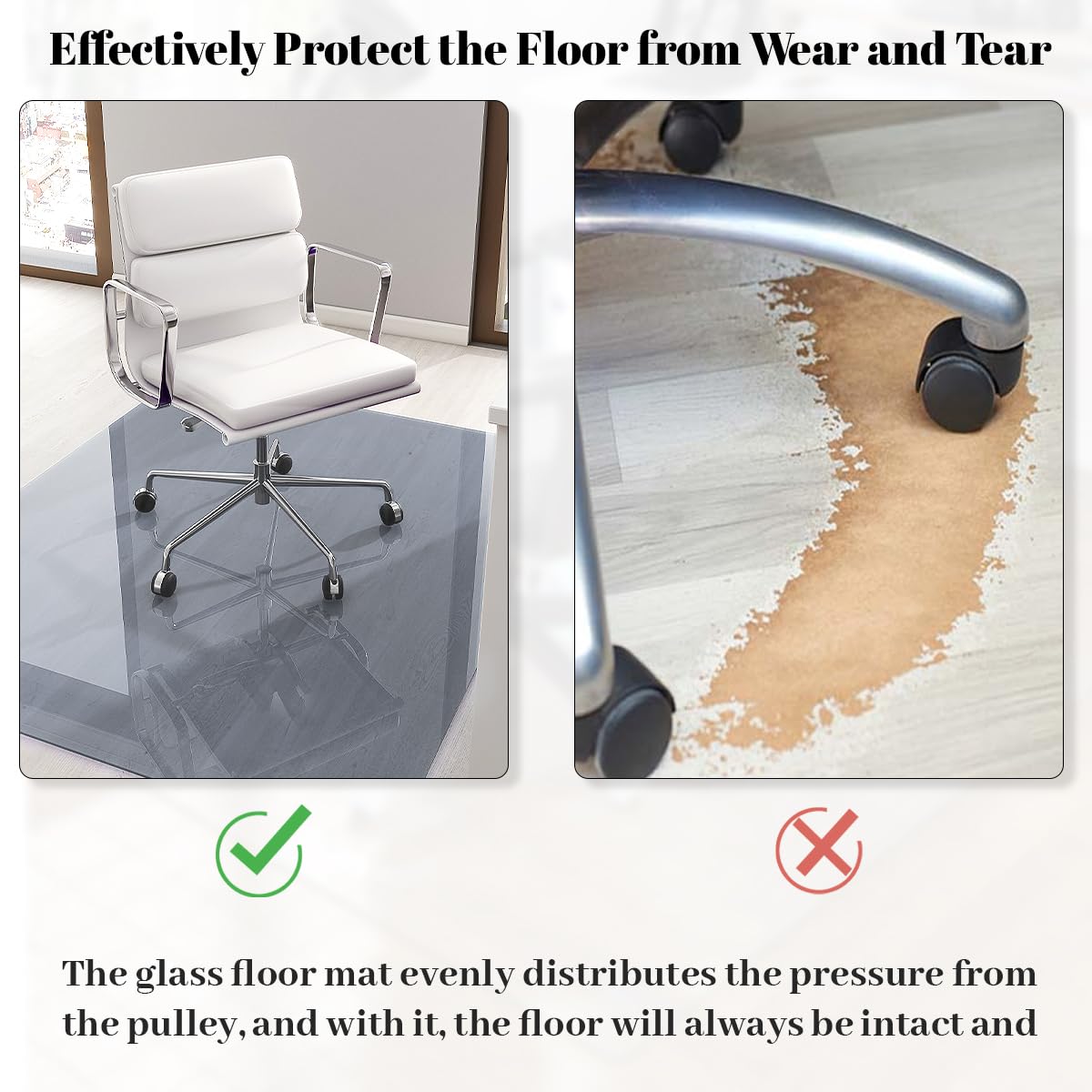 Tempered Glass] 36" x 46" Glass Office Chair Mat for Carpet