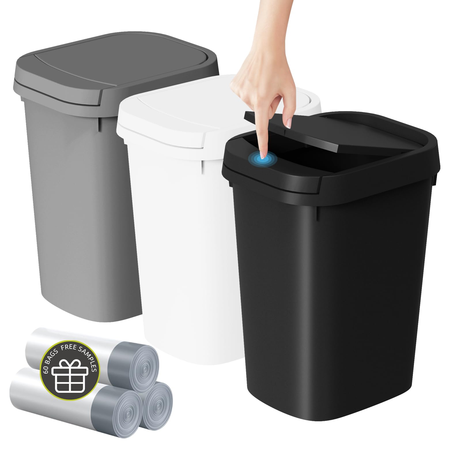3 Pack Bathroom Small Trash Can with Lid (3 Count)