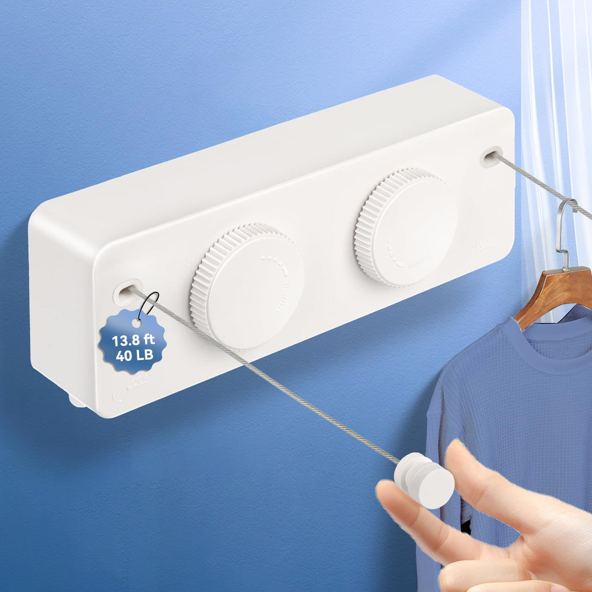 Retractable Clothesline Indoor Outside Heavy (13.8 Foot)