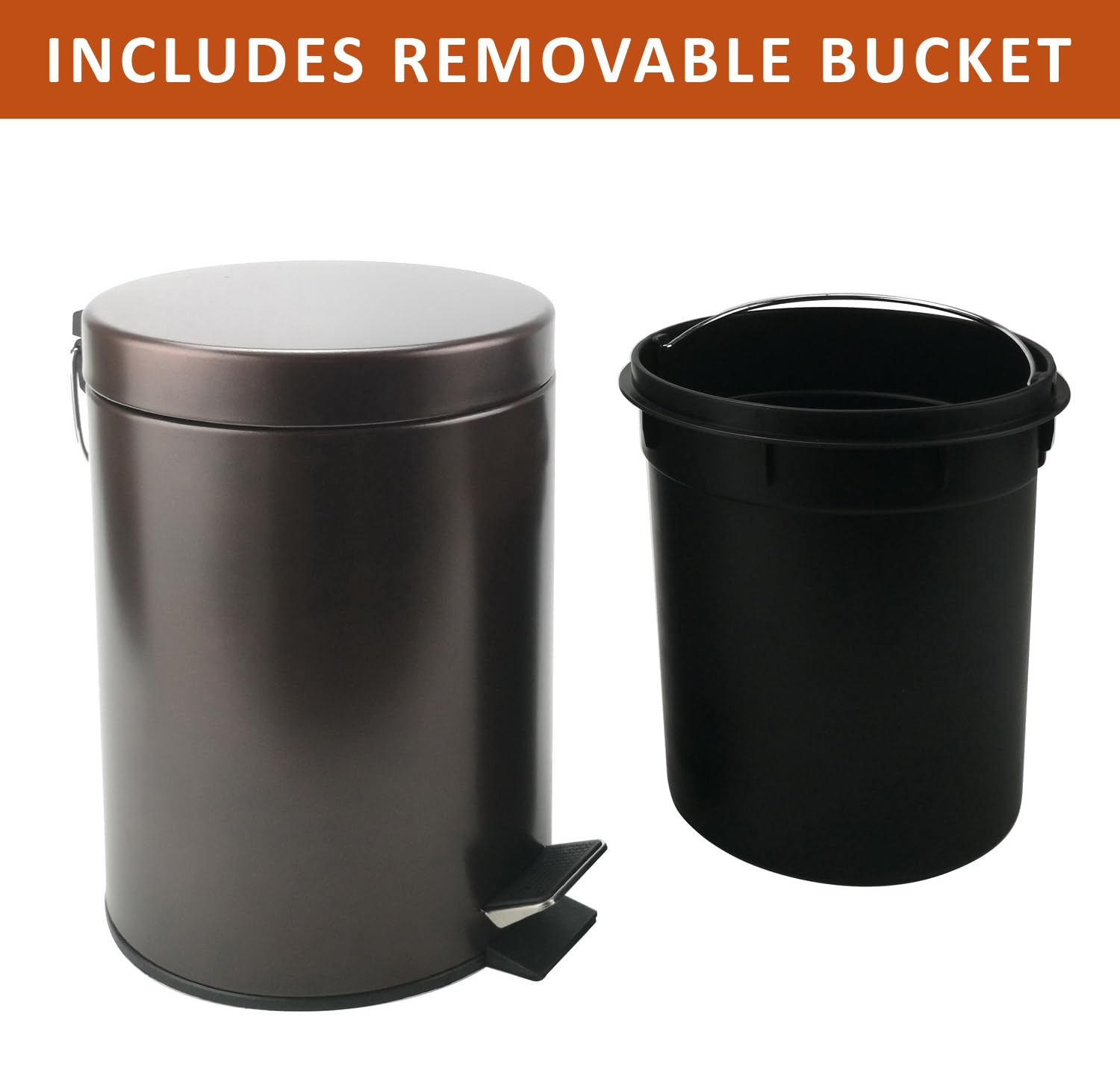 Stainless Steel Small Trash Can with Lid & Step Pedal
