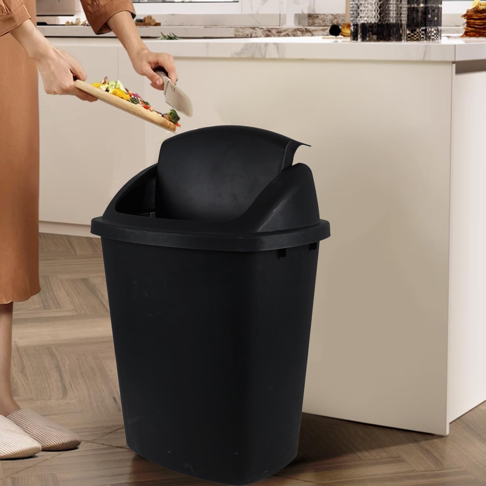 10 Gallon Black Swing Top Trash Cans (4 Count)