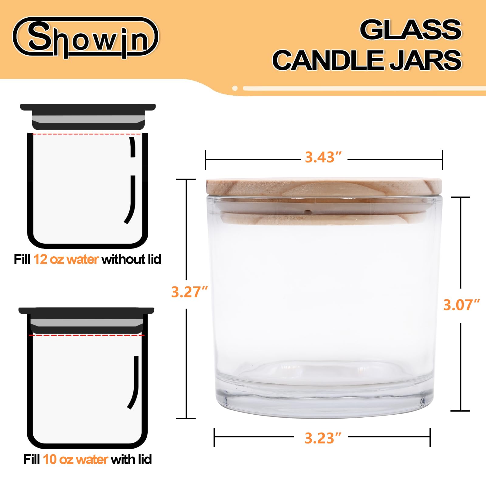 12 OZ Thick Candle Jars for Making Candles 12 Pcs (12 Count)