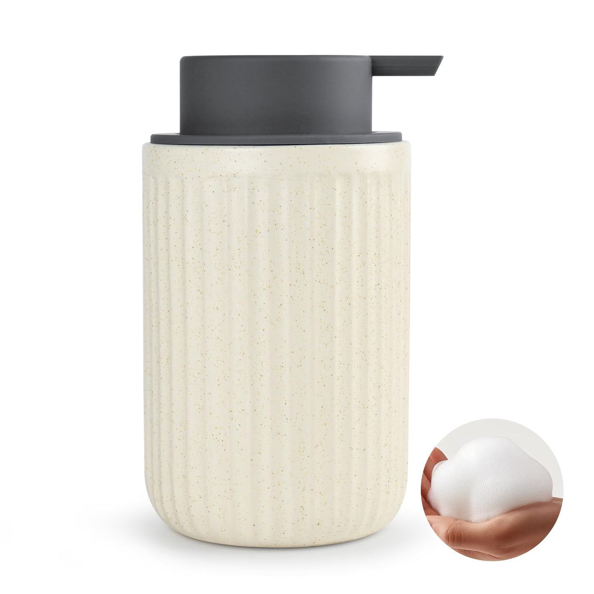 Speckled Beige Rippled Ceramic Foaming Soap Dispenser