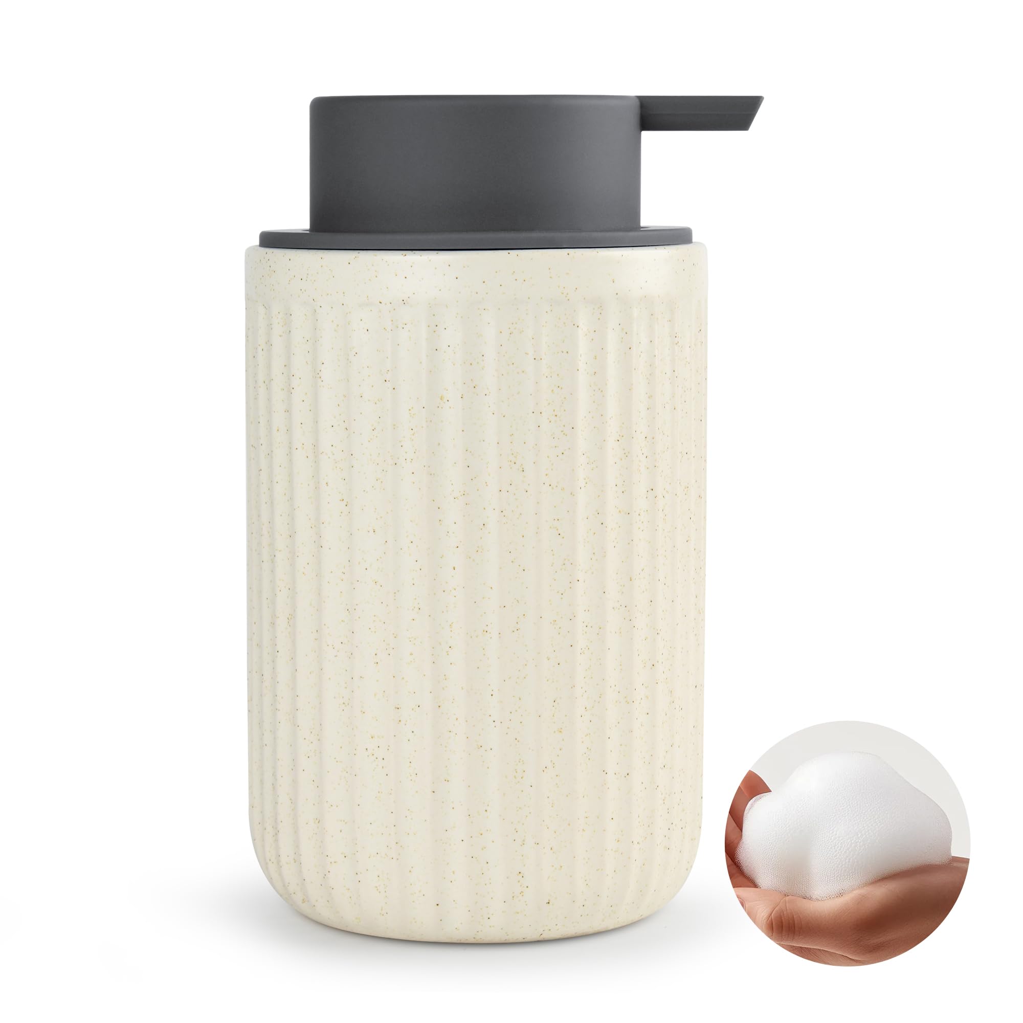 Speckled Beige Rippled Ceramic Foaming Soap Dispenser