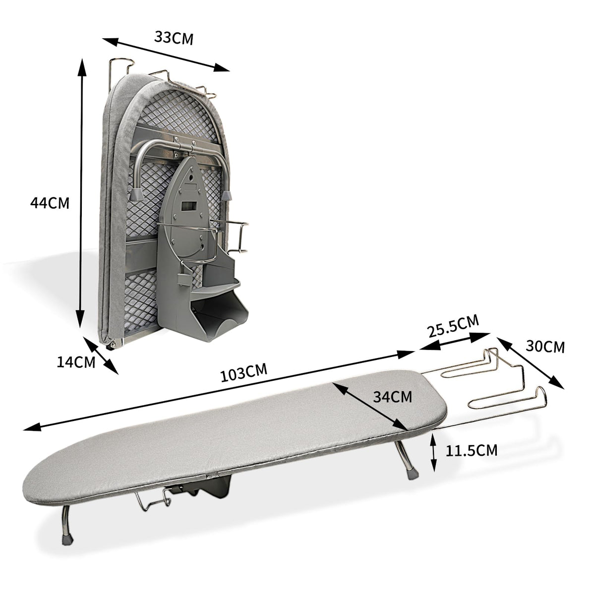 Folding Tabletop Ironing Board with Iron Holder Rest
