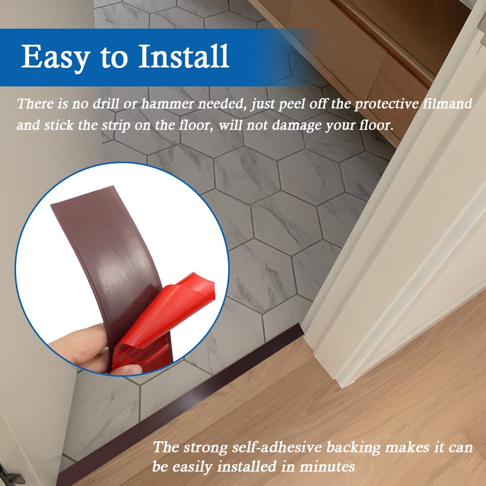 Vinyl Floor Transition Strip Self Adhesive Threshold Strip (6.56 Foot)