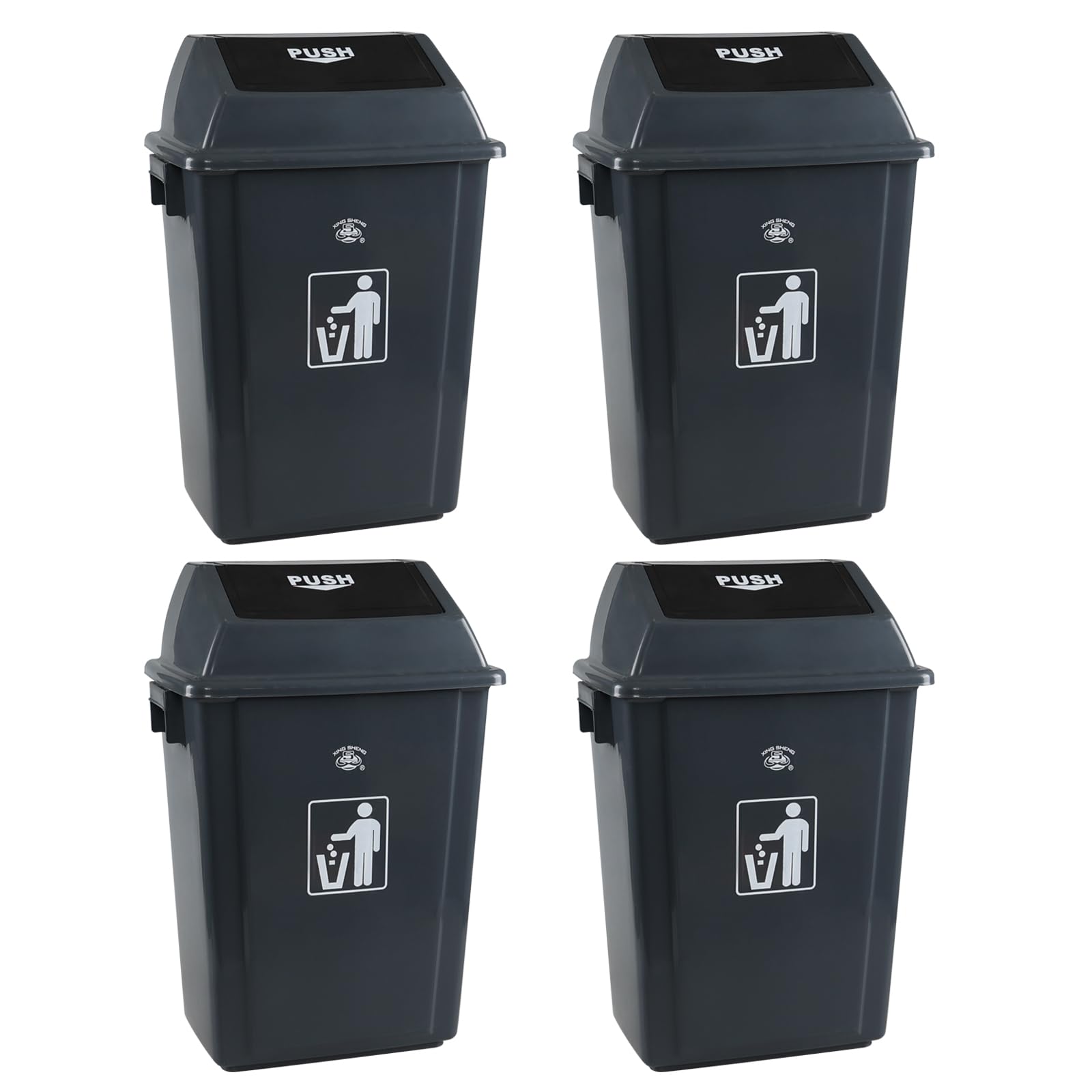 15 Gallon Rectangular Swing Lid Trash Can (4 Count)