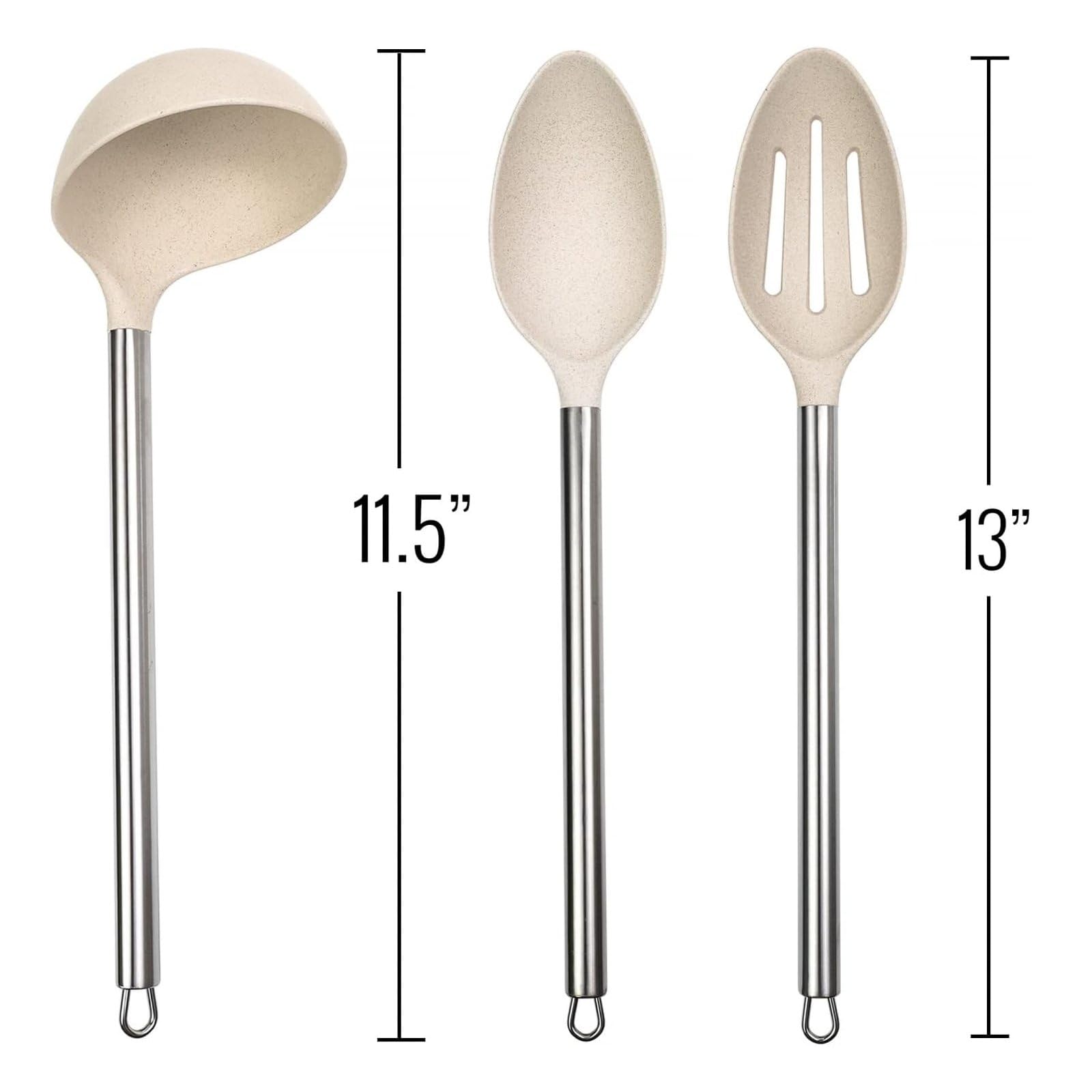 3pc Wheat Straw Spoons and Ladle Set Cooking Baking Kitchen Utensils (3 Count)