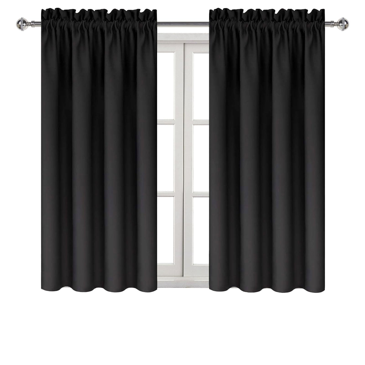 Blackout Curtains for Bedroom Living Room 42 x 45 Inch Long Black