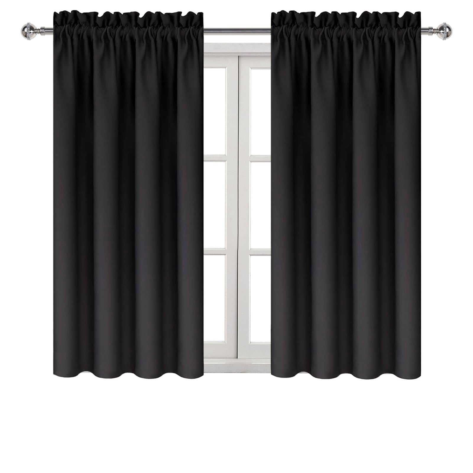 Blackout Curtains for Bedroom Living Room 38 x 45 Inch Long Black
