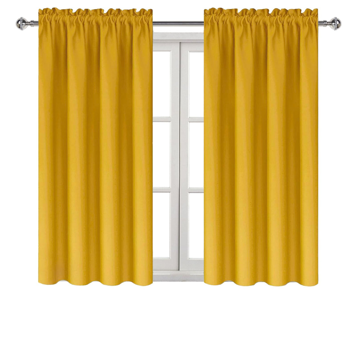 Blackout Curtains for Bedroom Living Room 52 x 45 Inch Long Yellow