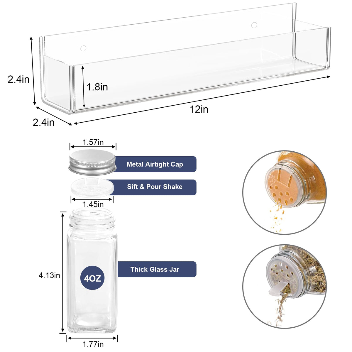 2 Pack Clear Acrylic Self